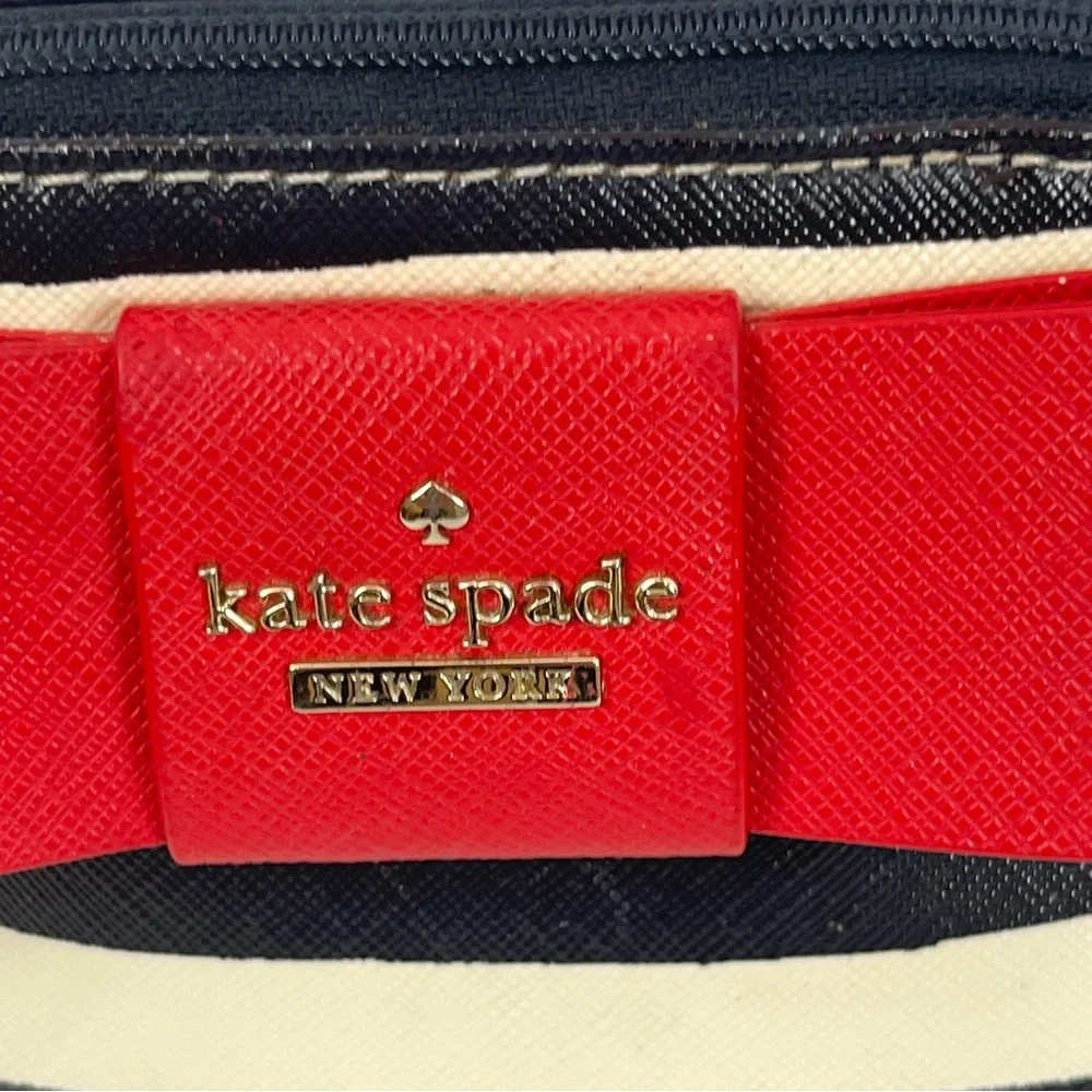Kate Spade New York Navy Stripe Cosmetic Case with Red‎ Bow